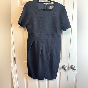 ASOS Navy Blue Short Sleeve Midi Faux Wrap Dress